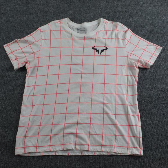 Nike Shirt Mens Large Rafael Nadal Rafa 86 White Pink Grid Tennis Athleisure Gym - Picture 2 of 11